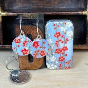 Sixpence Earrings and Teeny Tiny Tin Sky Blue Blossom