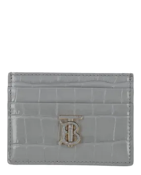 'TB' Croc-Embossed Card Holder