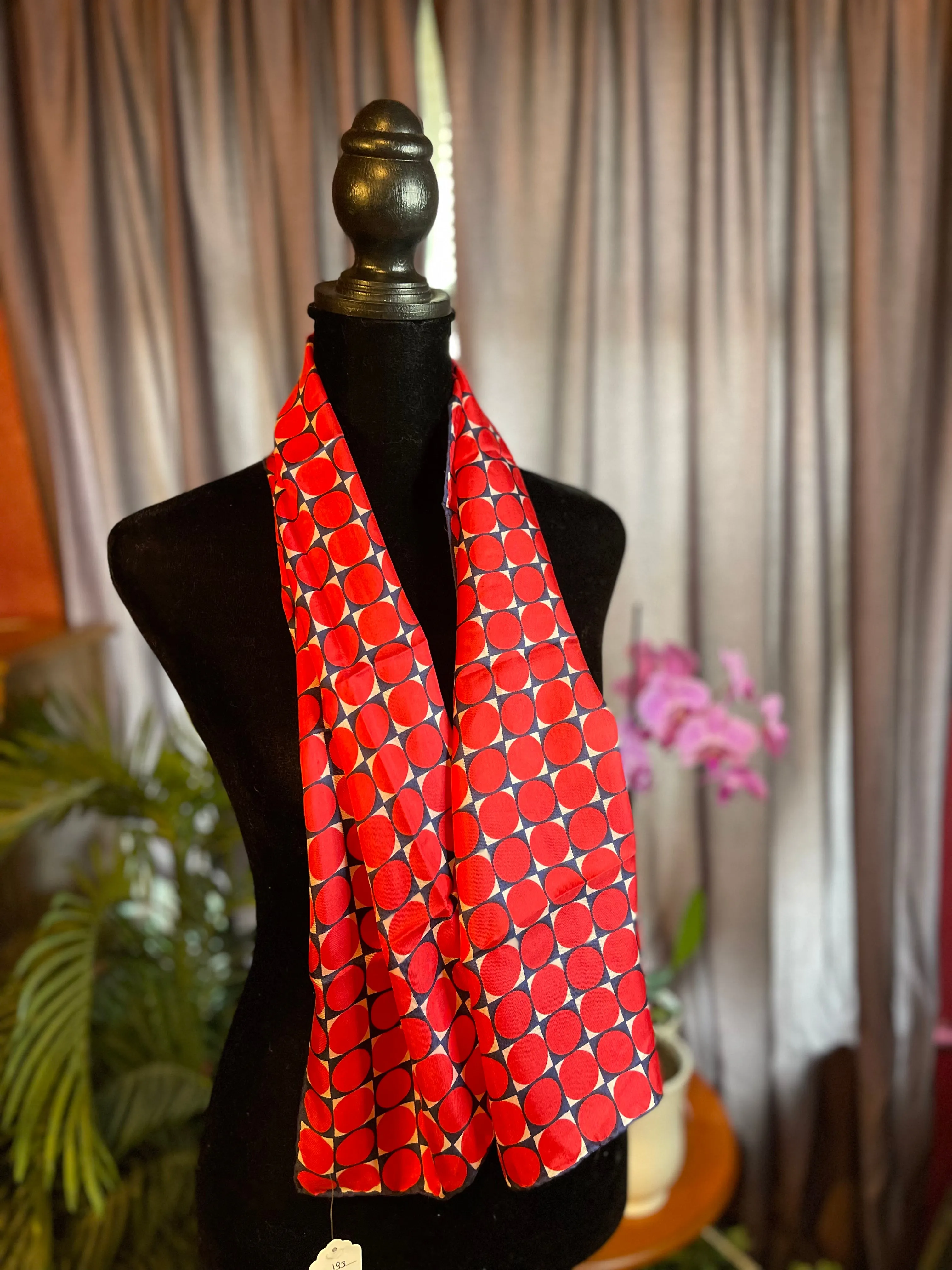 Vintage Silk Polka Dot Scarf