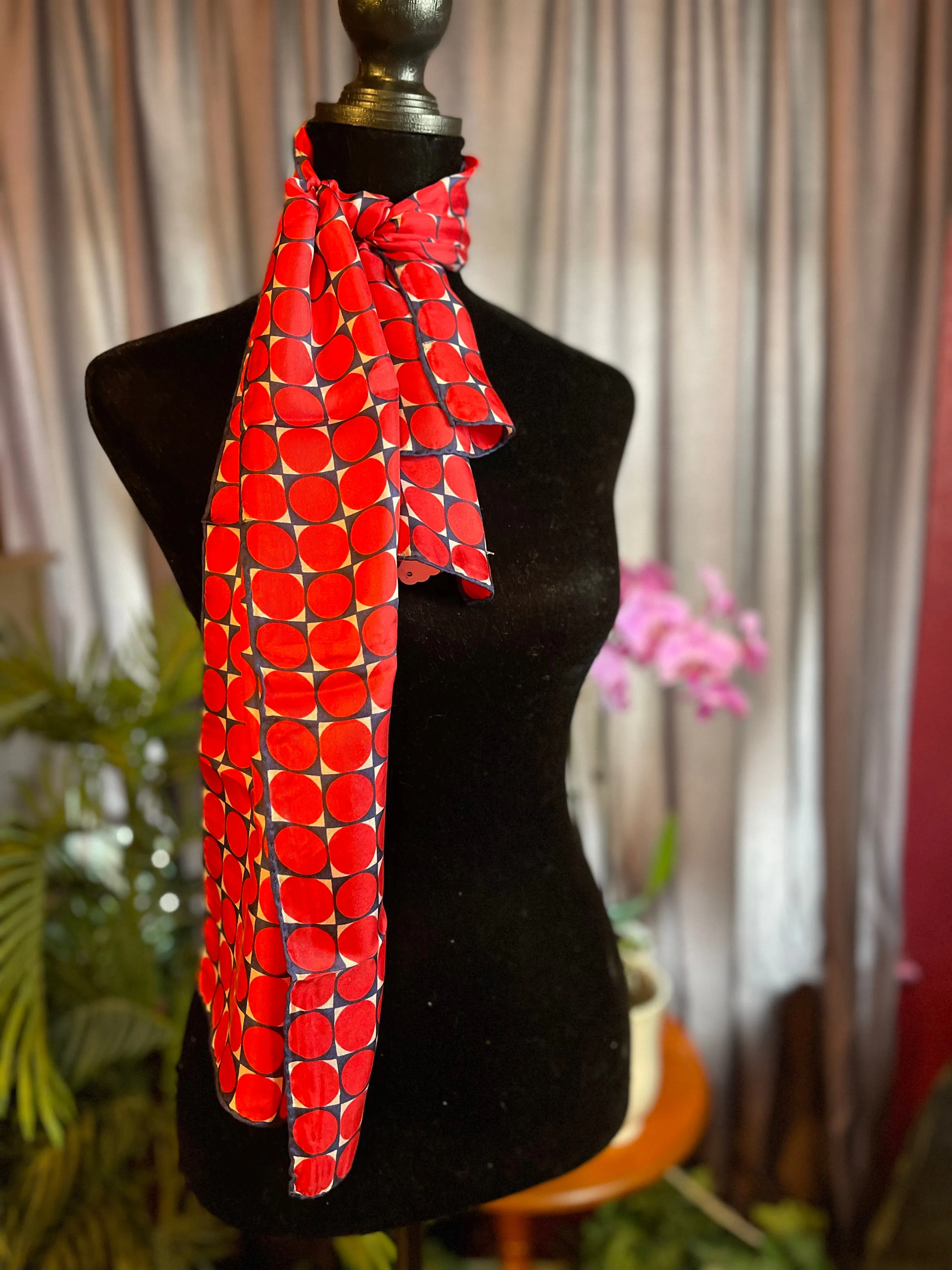 Vintage Silk Polka Dot Scarf