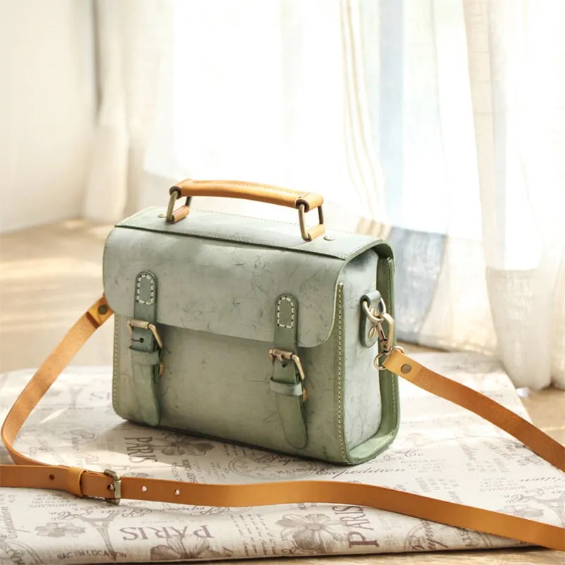 Vintage Vegetable Tanned Leather Waxed Wind Cambridge Bag