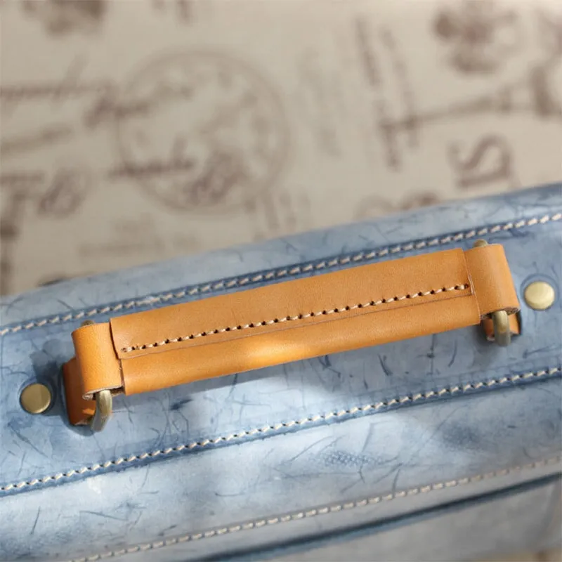 Vintage Vegetable Tanned Leather Waxed Wind Cambridge Bag