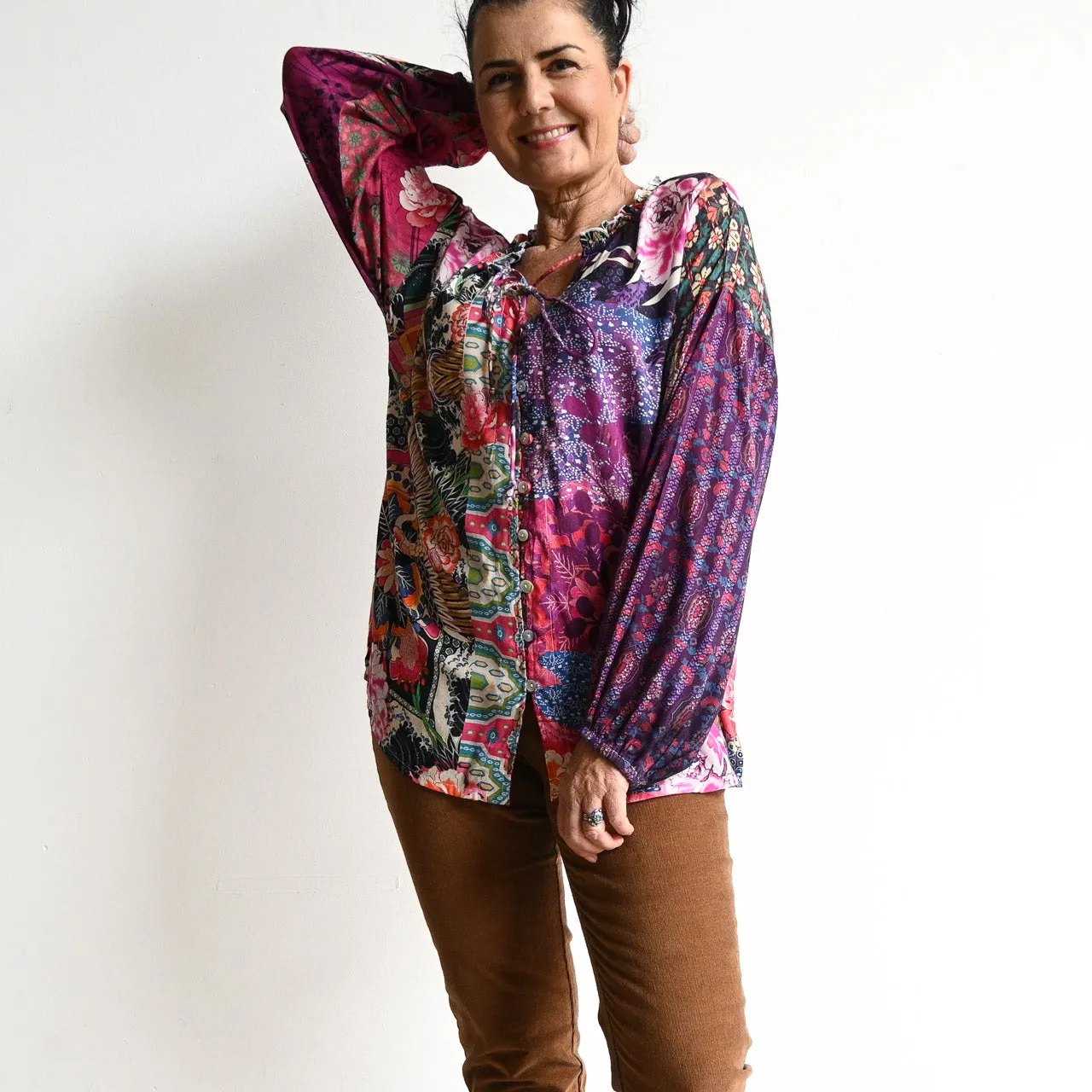 Vogue Button Through Blouse by Orientique Australia - Asiatique - 72467