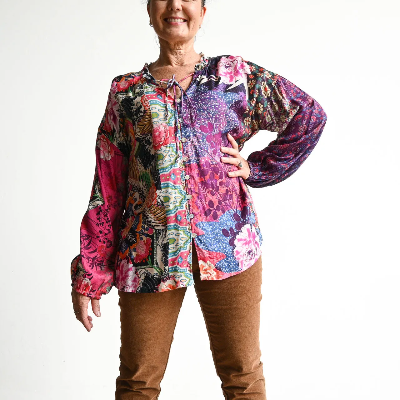 Vogue Button Through Blouse by Orientique Australia - Asiatique - 72467