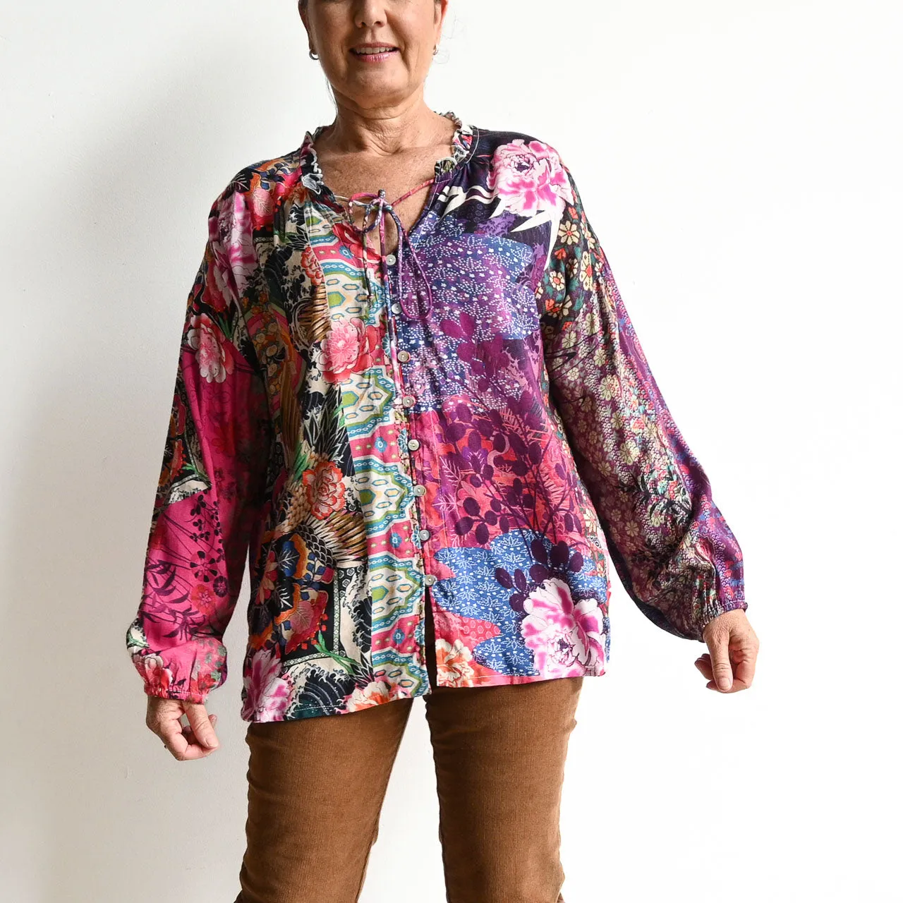 Vogue Button Through Blouse by Orientique Australia - Asiatique - 72467