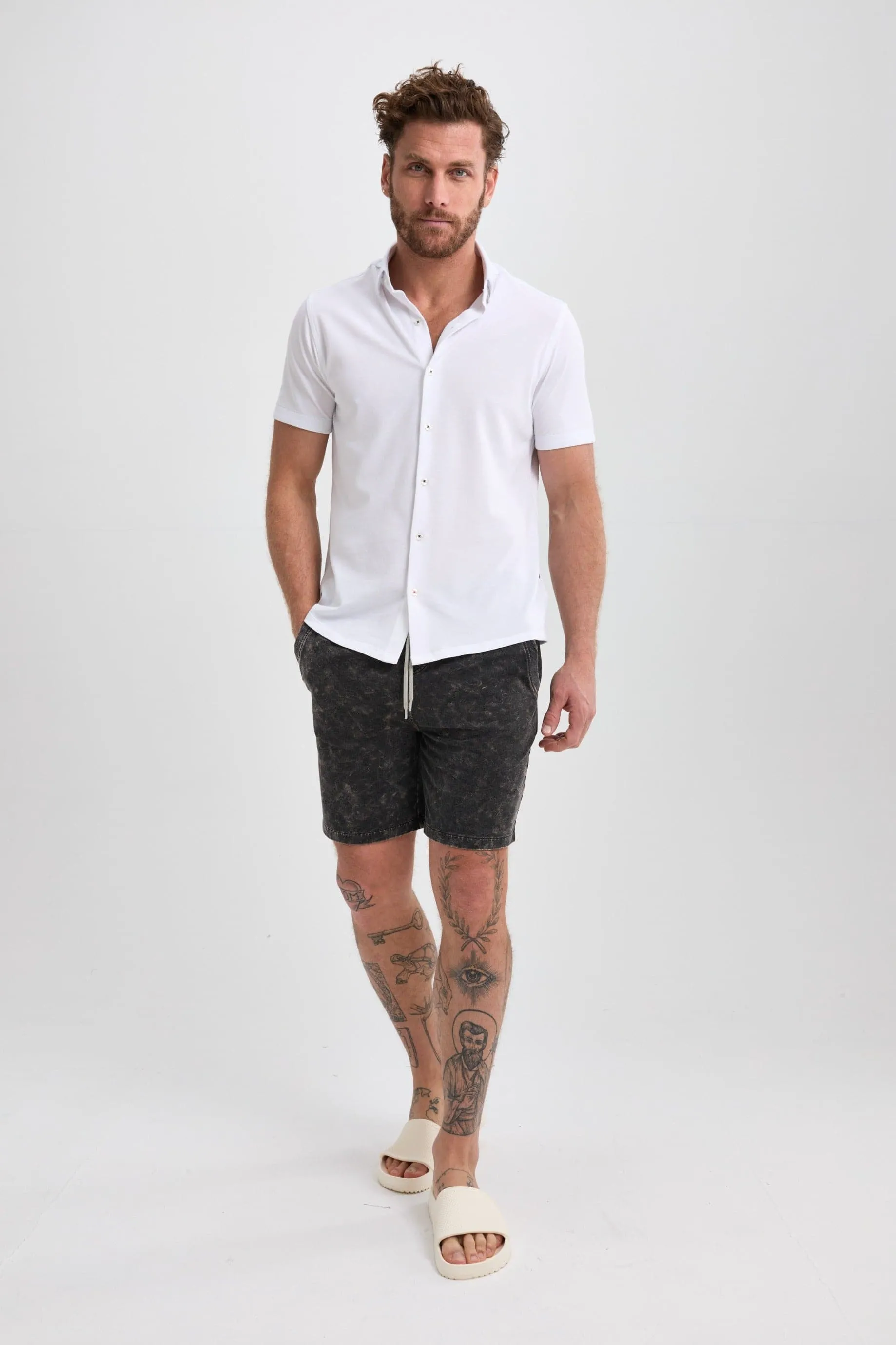 White Solid Short Sleeve Shirt