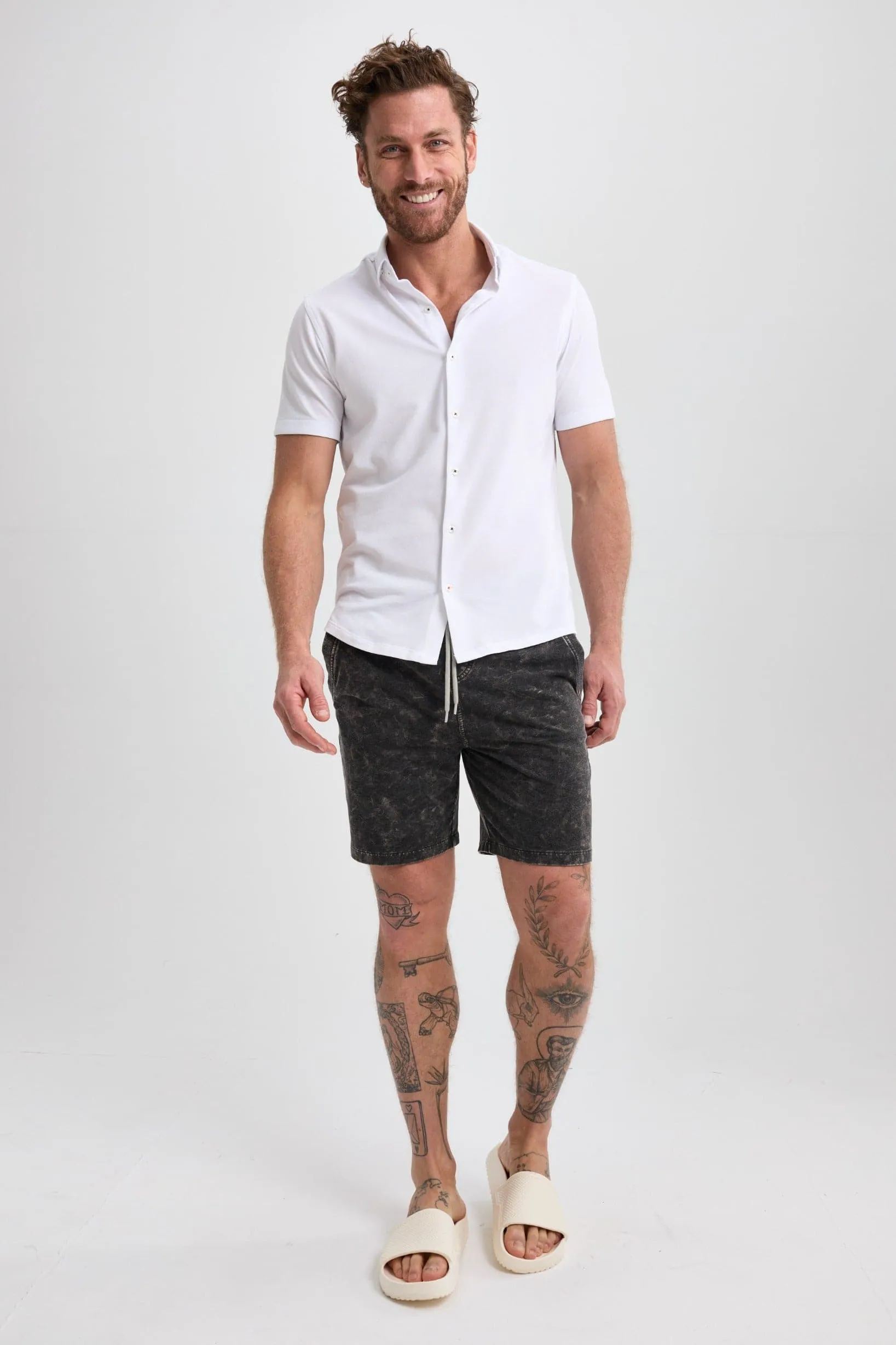 White Solid Short Sleeve Shirt