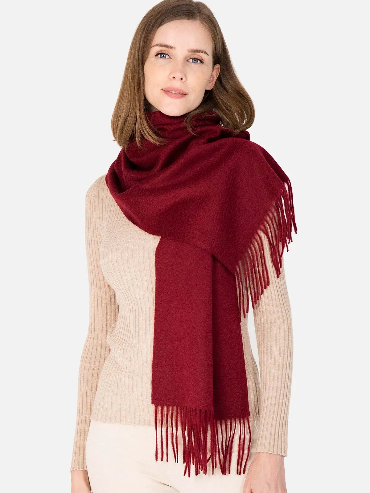 Wine Red Cashmere Scarf