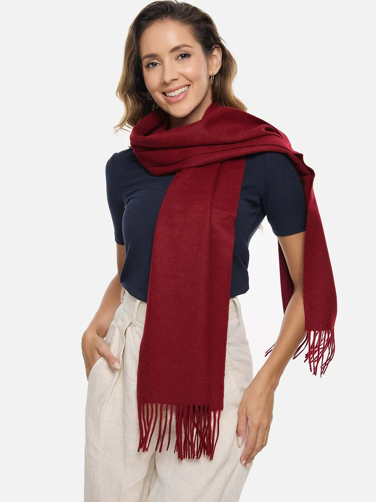 Wine Red Cashmere Scarf