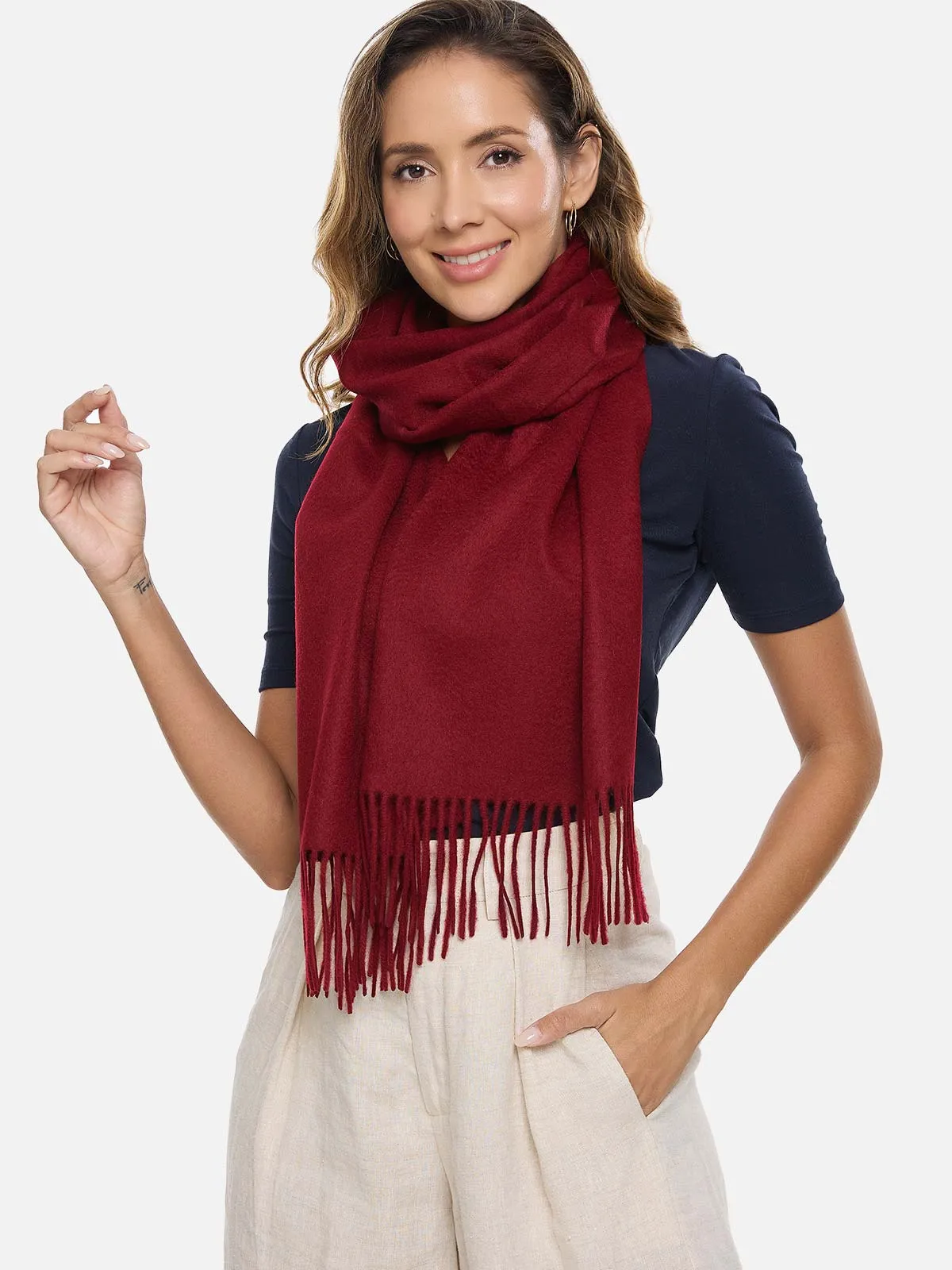 Wine Red Cashmere Scarf